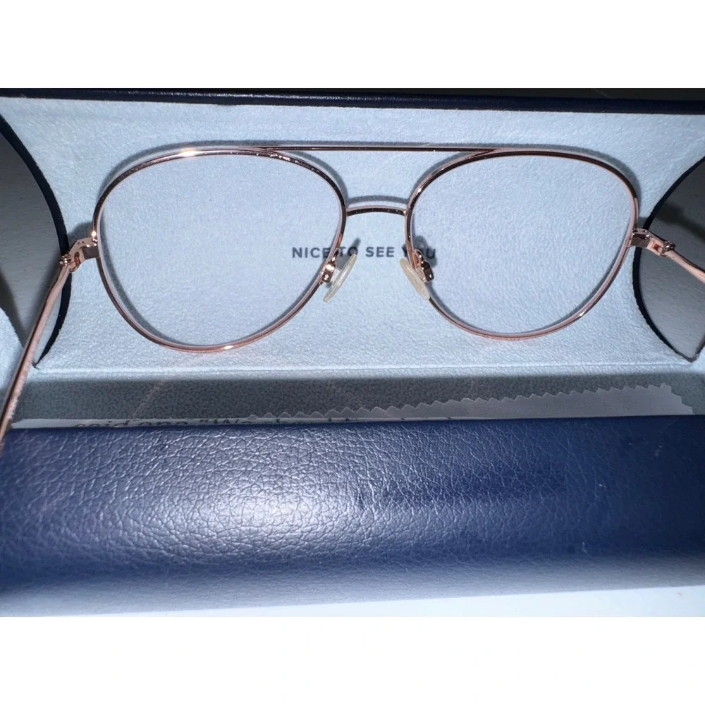 Warby Parker York 2223 Polished Rose Gold Aviator Eyeglasses with Case 53-15-145